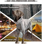 Dog Lightweight Windbreaker, Pet Outdoor Sports Jacket, 0.5 lbs,3 in One, Hooded, Easy on/Off with Collar and Harness, Reflective Piping, Packable, Dog Hiking/Camping, Grey (XX-Large)