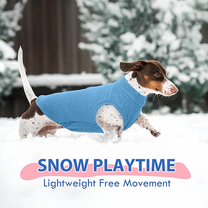Fleece Sweater for Smalll Dogs - Blue, M - Pullover Vest | Stretchable Warm Sweatshirt, Lightweight Winter Jacket for Free Movement,Seasonal Dog Clothes,Shih Tzu, Papillon