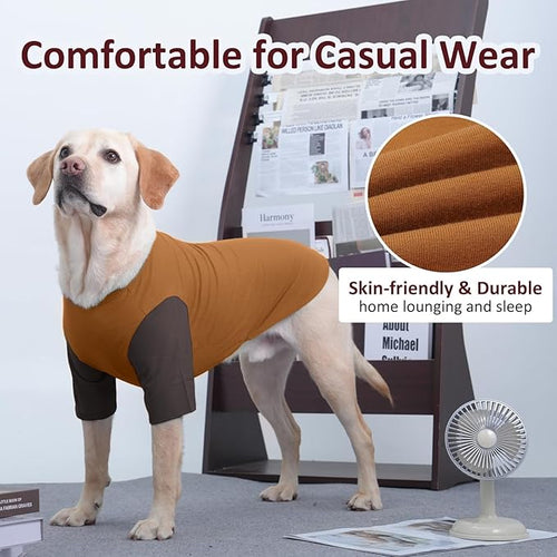 2 Pack Dog Shirt for Medium Dogs - Soft Breathable Summer Cool Tee, Lightweight Comfortable Dogs Clothes for Sensitive Skin Jack Russell, Shihtzu, Indoor Lounging, Walking, Park Play, Brown