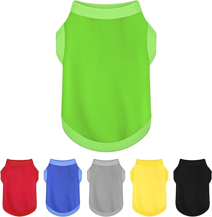 Elevate Your Dog's Fashion Quotient with Colorful and Breathable Sleeveless Cotton Shirts! Perfect Pet Apparel for Small to Medium Dogs Green XXS