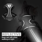 PUPTECK Cat Harness and Leash Set Escape Proof Reflective Cat Walking Harness Adjustable Soft Breathable Mesh Vest for Small Pets, Grey, S