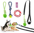 Dog Outdoor Bungee Solo Hanging Toy, Tether Tug of War Toys for Pitbull Small Large Aggressive Chewers Dogs to Exercise, Durable Interactive Tug Toy, Dog Rope Toys (3 Chew Ropes,1 poop bag)