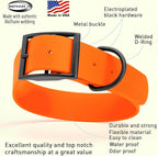 Dogline Biothane Waterproof Dog Collar Strong Coated Nylon Webbing with Black Hardware Odor- Proof for Easy Care Easy to Clean High Performance Fits Small Medium or Large Dogs, Hunter Orange