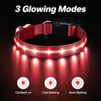 PcEoTllar Light Up Dog Collars, Led Dog Collar, Rechargeable, Night Walking, Waterproof, Glow in The Dark Dog Collars Light for Large Small Medium Dogs, Red m