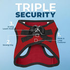 Best Pet Supplies Voyager Step-in Air Harness - All Weather Mesh, Reflective, No Pull Harness for Dogs, Cats - Secure with Hook & Loop Fastener, Buckle, Double D-Rings - Red/Black Trim, S