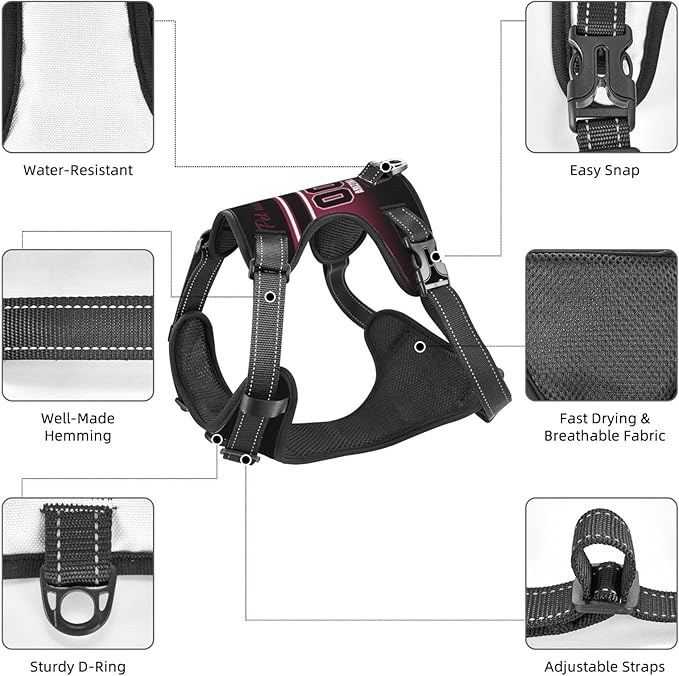 Custom Arizona Dog Harness with Reflective Stripes Personalized Name and Number Dog Vest Harness with Pet Traction Rope for Small Medium Large Dog
