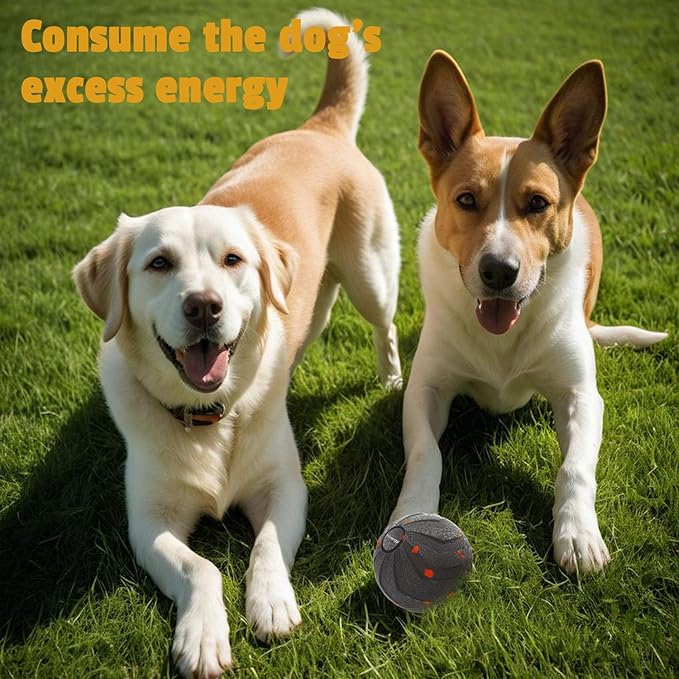 Smart Interactive Dog Toy Automatic Moving Bouncing Chew Herding Ball E-TPU Material for Large and Medium-Sized Dogs Keep Them Busy USB Rechargeable (Grey)