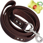 ADITYNA Heavy Duty Leather Dog Leash 6 ft x 1" - Strong, Soft Training Lead for Large & Extra Large Breeds (XL - 6 ft x 1 inch, Brown)