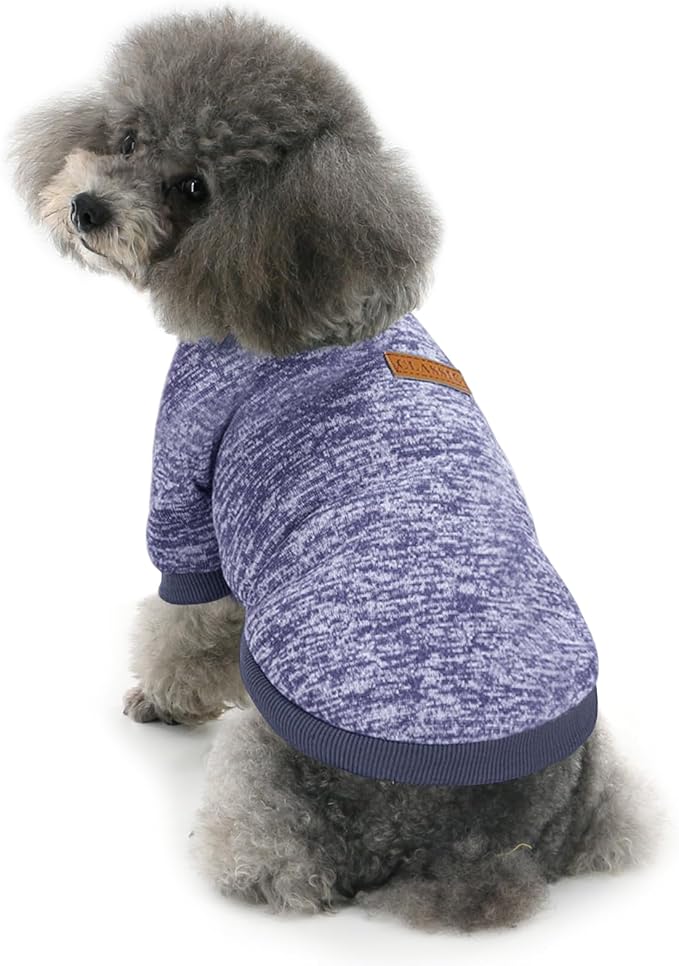 2 Pieces Pet Dog Classic Knitwear Sweater, Fleece Coat for Small,Medium Dogs,Warm Pet Dog Cat Clothes,Soft Puppy Customes for Chihuahua Yorkshire Tzu (Grey Navy,S)