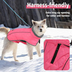 Fragralley Dog Coat Medium, Waterproof Dog Jacket with Warm Fleece Lining, Adjustable Reflective Dogs Winter Coat, Turtleneck Pet Coats for Cold Weather (Pink M)