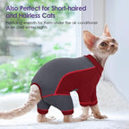 SUNFURA Hair Sticky Cat Clothes, Cat Sweater for Cats Only, 4-Legged Fleece Sweaters Kitten Pajamas Reduce Shedding Fur, Warm Pullover Shirts for Cats, Red L