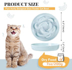 Melamine Slow Feeder Cat Bowls - Set of 3 Cat Food Dishes - Fun Maze Design for Slow Feeding - Dishwasher Safe - White, Blue, Green