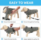 Queenmore Dog Cold Weather Coats, Fleece Collar Pet Apparel for Cold Weather, Dog Snowsuit, Cozy Winter Dogs Jackets Winter with Quick Release, Grey, XXL