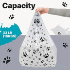 T-Shirt Bags – Paw Print Design - 50 Pack - Thank You & Shopping Bags - Cat or Dog - 22" L x 12" W x 7" Plastic (White, 50)