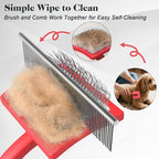 2PCS Slicker Brush for Dogs & Pet Comb,Professional Dog Grooming Brush (Goldendoodles,Poodles,Labradoodles) with Extra Long Pins to Effectively Remove Tangles, Knots and Mats (Red Large)