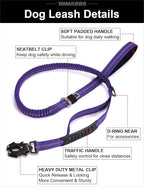 Heavy Duty Dog Leash, 4-6FT Shock Absorbing Dog Leashes with Traffic Handle and Comfortable Padded Handles, Advanced Easy Metal Clip, No Pull Reflective Leash for Medium Large Dogs That Pull (Blue)