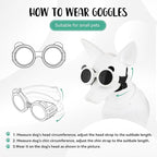 Dog Sunglasses for Small Breed, Small Dog Goggles for Puppy Cats, Goggles Eye Protection Windproof Dustproof Anti-UV with Adjustable Straps Pet Glasses Outdoor, Black-White