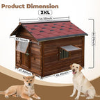 Large Dog House Outdoor Pine Wood Dog House with Weatherproof Asphalt Roof,Removable Floor,Lockable Door,Adjust Windows,Easy to Clean,Warm Insulated Dog Kennel for Large Breed Size Outside Use