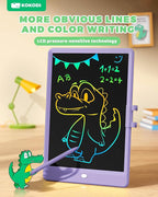 KOKODI LCD Writing Tablet, 10 Inch Colorful Toddler Doodle Board Drawing Tablet, Erasable Reusable Electronic Drawing Pads, Educational and Learning Toy for 3-6 Years Old Boy and Girls(Purple)