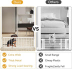 Dog Gate Indoor,18"-45" Extra Wide Metal Short Dog Gate to Step Over, 14" Tall Small Pet Gate with 3 Extension Kits, Pressure Mounted for Doorways & Stairs