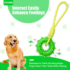 Durable Dog Chew Toy – Tough Rubber and Rope Tug Toy with Squeaker, Interactive Training and Fetch Toy for Aggressive Chewers, Medium and Large Dogs, Heavy Duty Tug-of-War (Round Ball)