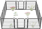 FXW Garden Fence Outdoor for The Yard – 24in(H) x 22.8ft(L) Heavy Duty Metal Animal Barrier for Dog and Rabbit, Decorative Dog Fence, 12 Panels, Black
