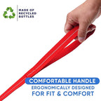 Pawtitas 6 FT Recycled Dog Leash with Reflective Stitched Thread Stitched on Side| Medium Reflective Dog Leash Made from Plastic Bottles Collected from Oceans – Red 6 ft Dog Leash