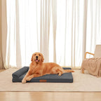 Orthopedic Dog Beds Large Sized Dog, Memory Foam Pet Bed for Medium and Large Dogs, Removable and Washable Microsuede Cover, TPU Waterproof Liner, Nonskid Bottom, 44x32x6 Inches, Dark Grey