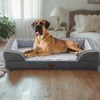 Orthopedic XXL Dog Beds, Waterproof Memory Foam Big Pet Bed for Extra Large Sized Dogs 53x42Inch, Non-Slip Bottom and Egg-Crate Foam Dog Couch Bed with Washable Removable Cover, Dark Grey