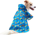 NACOCO Large Dog Raincoat Adjustable - Pet Dinosaurs Water Proof Clothes Lightweight Rain Jacket Poncho Hoodies with Strip Reflective Blue (L, Blue Dinosaur)