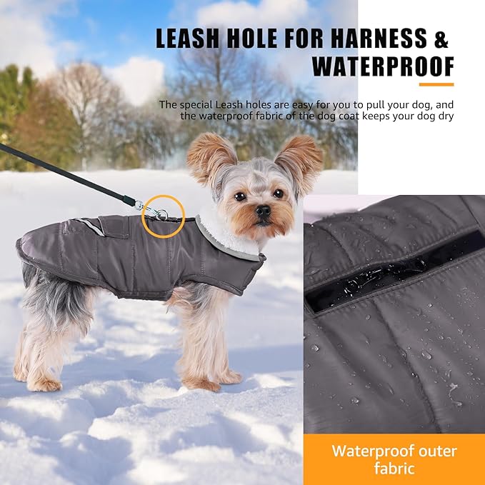iBuddy Dog Winter Coats with Fleece Vest,Waterproof Warm Dog Snow Jacket Windproof, Reflective Adjustable Pet Dogs Cold Winter Coat for Dogs Girl Boy
