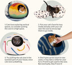 MEOWFIA Cat Cave – Premium Felt Cat Bed for Indoor Cats, Handmade 100% Merino Wool (Medium, Ivory Rainbow)