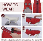 Dog Coat Winter Warm Dog Jackets for Large Dogs Reflective Snowsuit with Harness Fleece Dogs Snow Jacket Waterproof Pet Clothes for Cold Weather