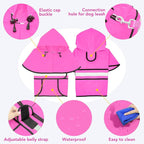 Waterproof Dog Raincoats - Hooded Raincoats for Dogs, Adjustable Reflective Dog Rain Coat, Windproof Dog Rain Jacket Pet Rain Slicker Poncho for Small, Medium, Large Dogs (Medium, Pink)