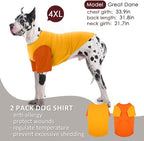 2 Pack Shirts for Large Dogs 4XL - Lightweight Breathable Dog Clothes, Prevent Overheating Summer Cool Tees for Doberman, Alaskan Malamute, Travel, Hiking, Beach, Lounge Wear, Sleep, Orange
