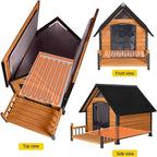 Dog House Outdoor, Chew-Proof Metal Frame Dog Kennel Shelter for Large Breeds,Weatherproof (Brown-H, Extra Large)