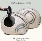 MEOWFIA Cat Cave – Premium Felt Cat Bed for Indoor Cats, Handmade 100% Merino Wool (Light Grey, Large)
