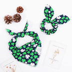 E-Clover Spring Dog Bandana & Matching Scrunchie Set Shamrock Lucky Dog Bandanas Scarf with Bow Hair Ties for Medium Large Dogs & Pet Owner Mom