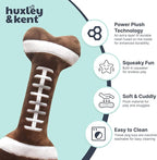 Huxley & Kent Funny Dog Toy w/Squeaker – Power Plush Squeaky Dog Toys for Small, Medium & Large Dogs – Soft Stuffed Animal for Indoor Play & Fetch - Football Bone, Small