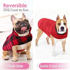 AOFITEE Dog Coat Plaid Dog Winter Coat for Large Dogs, Warm Dogs Jacket Christmas Sweater, Waterproof Pet Puffer Jacket, Reversible Pet Cold Weather Coats for Small Medium Large Pets, Red XL