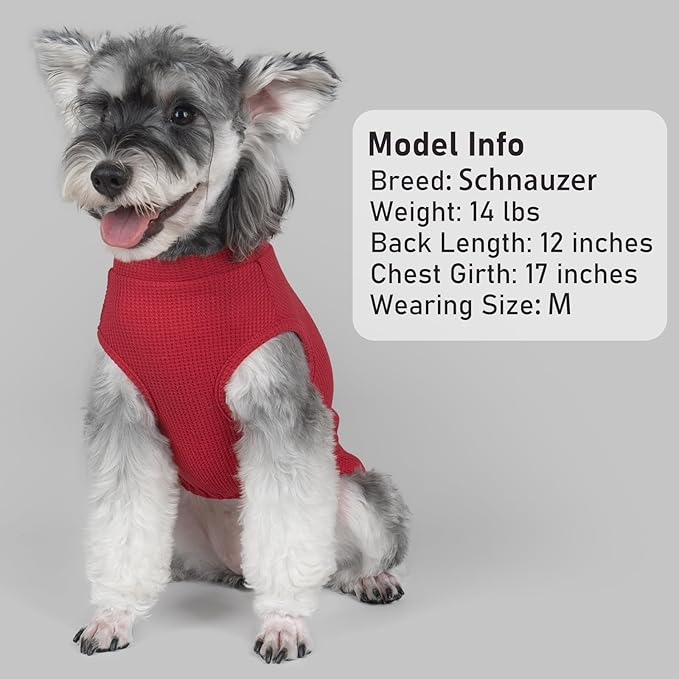KYEESE 2Pack Waffle Dog Shirts Stretchy Dog T-Shirts Lightweight Dogs Tank Top Sleeveless Striped Dogs Shirt Vest Breathable, XX-Large, Red+Striped