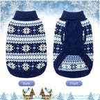 KOOLTAIL Cable Knit Dog Sweater Turtleneck, Cold Weather Pullover Classic Knitwear, Snowflake Pattern Thick Warm Winter Pet Clothes, Dog Christmas Sweater for Small Medium Large Dogs Cats, Navy Blue L