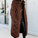 LOAIHA Women Chunky Cable Knit Long Sleeve Cardigan Fall Winter Trendy Oversized Button Down Sweaters Outerwear with Pocket