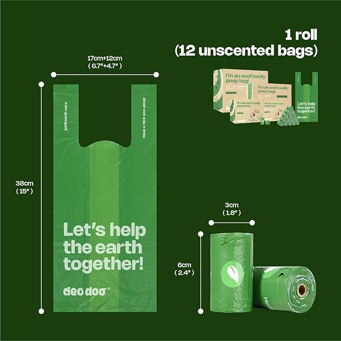 Dog Poop Bags with Handles Large Size 20 Rolls 240 Counts Big Sizes Leak Proof and Extra Thick Waste Bags Refill Rolls for Walking Medium Large Dogs Cats Litter Unscented