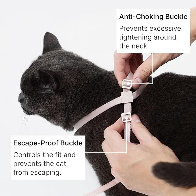 Cat Harness and Leash Set, Lightweight Escape Proof Cat Harness Leash with Padded Handle, Adjustable Cat Leash and Harness for Kitten Small Large Cats Walking Training (Monet Purple, M)