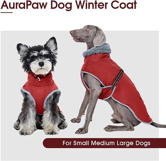 Warm Dog Coat Reflective Jacket,Size S Waterproof Winter Coat Turtleneck Dog Clothes for Cold Weather,Thick Fleece Snowsuit Christmas Vest for Small Dogs,Thermal Cold Weather Coats,Red,S