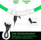 Weewooday 3 Pcs Dog Collar LED USB Rechargeable Lights Dog Necklace Collars Doggy Lights for Night Walking Adjustable Safety Lamp Pet Collars for Large Medium Small Puppy Pet(Green,Classic Style)