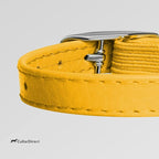 CollarDirect Leather Cat Collar with Removable Bell – Safety Kitten Collar with Elastic Strap (Yellow, 15 - 18 cm)