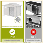 PetsCosset 30.1" L Large Dog House Outdoor & Indoor,Fir Wood Dog Kennel with Weatherproof Openable Asphalt Roof,Spacious Doghouse with Anti-Chewing Metal Edges for Small & Medium & Large Dogs,Grey