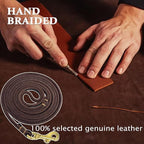 Guiding Star Leather Dog Leash 6 ft x 1/4 inch,Thin and Lightweight Leather Leashes for Small Dogs,Leather Cat Leashes for Small Cats,Soft Genuine Leather Dog Training Leashes for Petite Dogs Brown